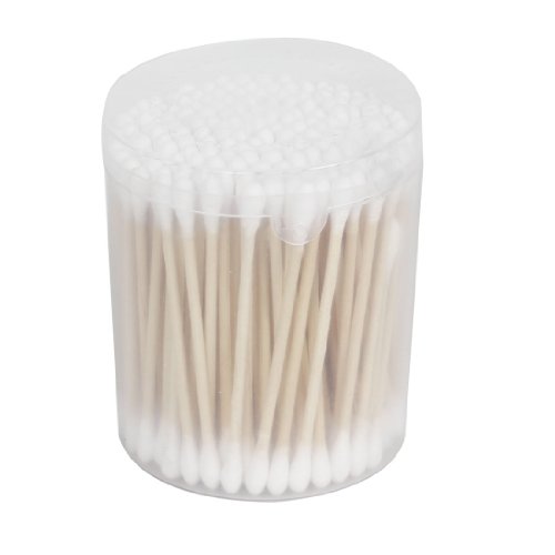 uxcell Make Up Disposable Wooden Tube Double End Cotton Swab Bud W Case 120 Pcs