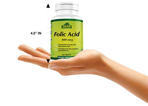 Alfa Vitamins Folic Acid 800 Mcg Dietary Supplement - Natural Folate, Helps Supports Cardiovascular Health, Metabolism, Brain, & Proper Development Of Fetus During Pregnancy - 100 Tablets #TOP2