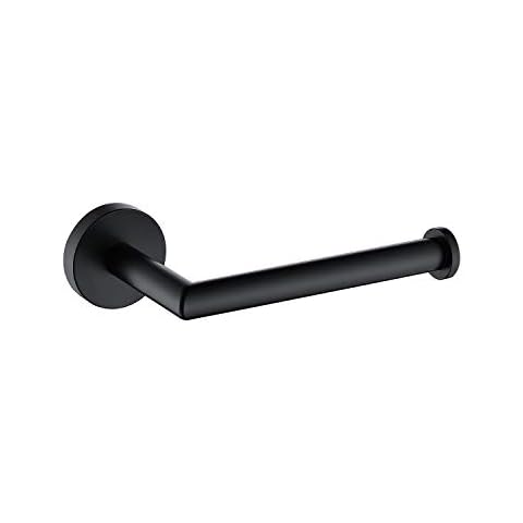 TASTOS Matte Black Toilet Paper Holder Stainless Steel, Bathroom Tissue Roll Holder Dispenser Half Open Round Wall Mount for Washroom & Kitchen (Black) Cover