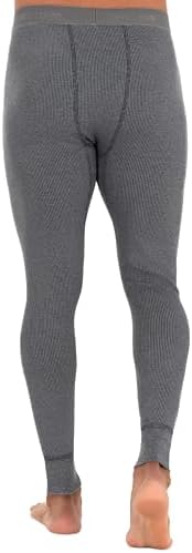 Fruit of the Loom Men's Recycled Premium Waffle Thermal Underwear Long Johns Bottom (1, 2, 3, and 4 Packs), Black/Greystone Heather, Medium - 2
