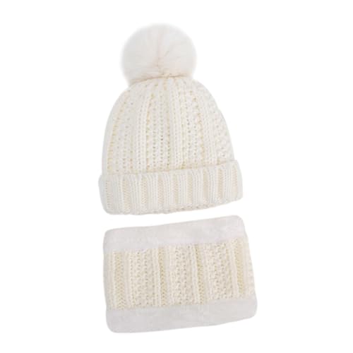 FOMIYES Warm Knitted Hat for Boys and Girls Baby Beanies Soft and Comfortable Winter Cap Set Infants and Toddlers Accessory White