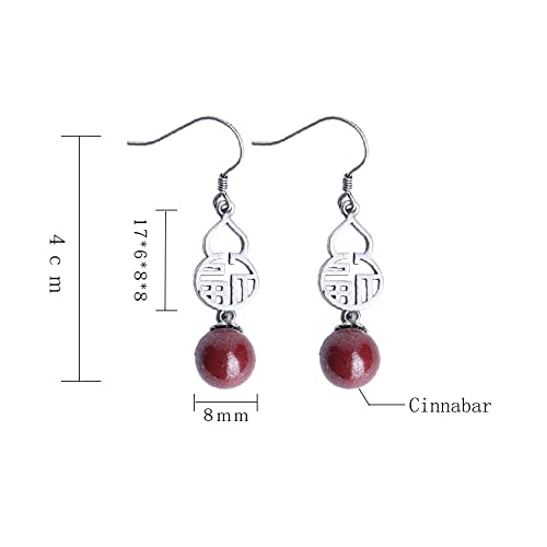 Boucles d'oreilles pendantes bon augure argent sterling cinabre