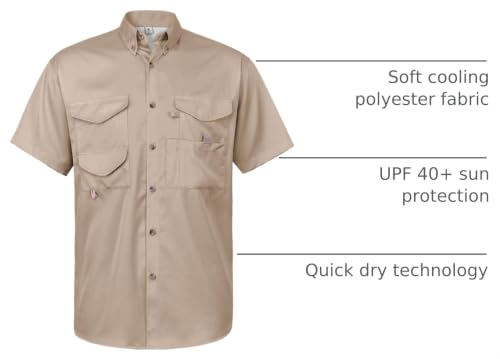 Image of Alimens & Gentle Short Sleeve Fishing Shirt Wicking Fabric Sun Protection Casual Button Down Shirts