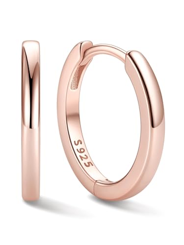Image of ChicSilver 925 Sterling Silver Huggie Hoop Earrings Small Hoop Earrings for Women Hypoallergenic Silver Huggie Earring Cartilage Earrings for Women (6 /8 /10 /12 /14 /16 /18 /20MM)