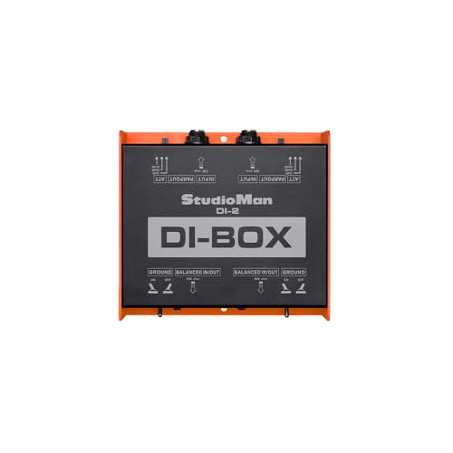 StudioMan DI-2 Dual Channel Passive DI Box, 2-Channel Balanced XLR/TRS, Ground Switch per Channel...