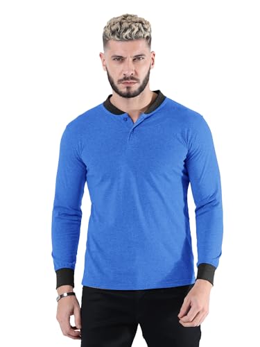 Image of fanideaz Mens Premium High Neck Henley T Shirts for Men Branded Full Sleeve Shirt for Men in Pure Cotton Casual & Formal Wear