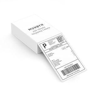 MUNBYN 4″x6″ Direct Thermal Shipping Labels, Commercial Grade Permanent Adhesive Fanfold Mailing Postage Label Paper for Thermal Printers and Packages, 220 Sheets per Stack