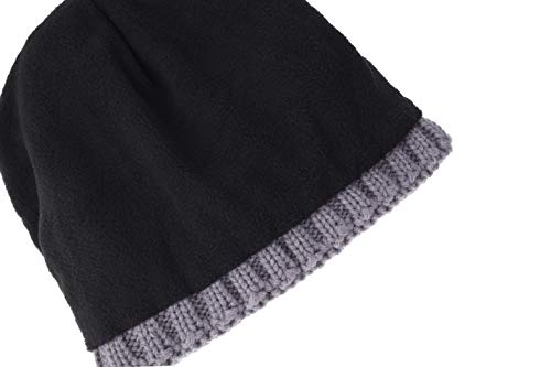 Winter Beanie hat with Detachable Faux Fur Pompon, Cable Knitted Skull Cap Fluffy Bobble Knit Hats with Themal Fleece Lining for Women and Girls