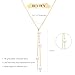HEVOCY Gold Necklace for Women: Dainty Round Pearl Lariat Necklace 14k Gold Plated Y-Shaped Pendant Long Necklace Fashion Layered Simple Necklaces Jewelry For Womens Trendy