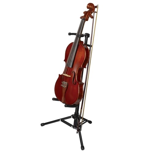 Adjustable Aluminium Violin Stand with Safety Lock, Tripod Metal Stand for Violin Viola, Ukulele, Guitar, Mandolin