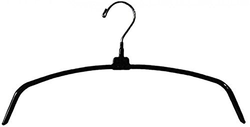 NAHANCO PC-BSW Metal Top Hangers, Rubber-Coated Steel, 16", Black (Pack of 100)
