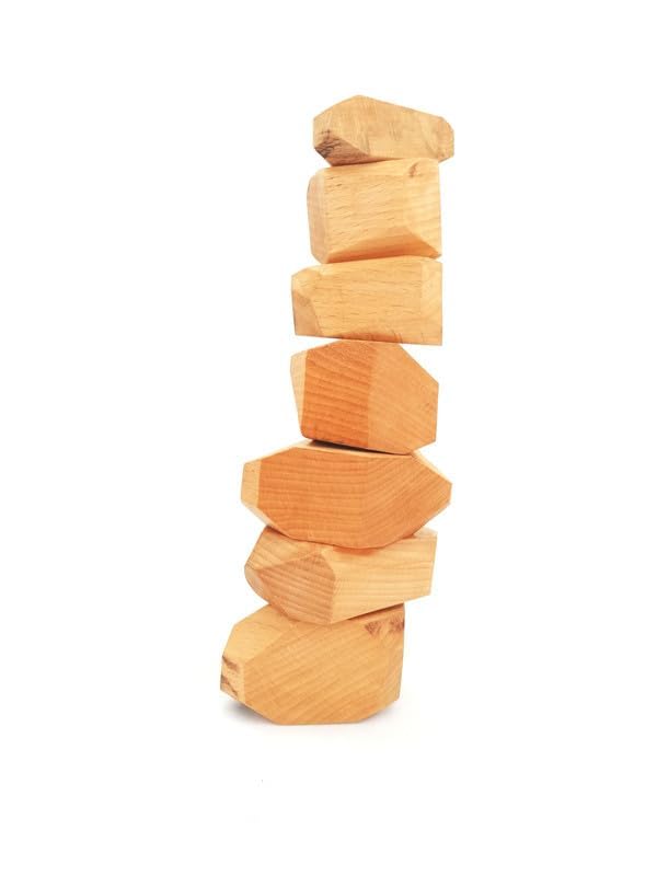 10 Pcs Wooden Stone, Zen Blocks, Balancing Blocks | Wood Stone | Building Blocks for a Natural Balancing Stacking Game Rock Block | Educational Toys for Kids
