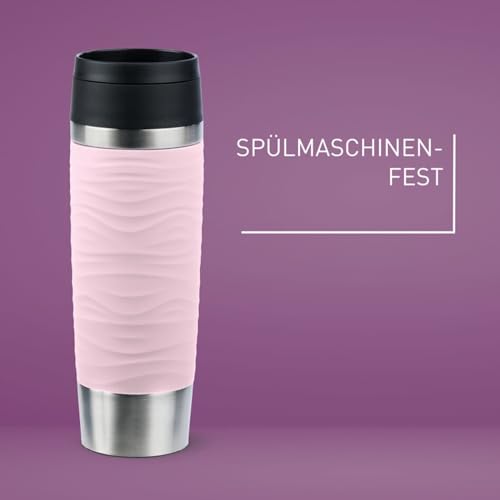 Emsa N20227 Travel Mug Wave Isolierbecher 0,5 Liter, neuer Komfort-Schraubverschluss, Edelstahl, 6h heiß und 12h kühl, 100% dicht… – Ansicht 3