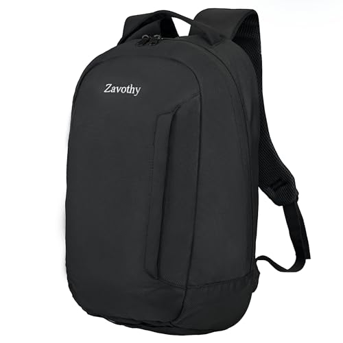 Zavothy Lightweight School Bag with Laptop Compartment, 15.6 inch Business Computer Backpack, Water-Resistant Small Daypack for Women and Men - Black