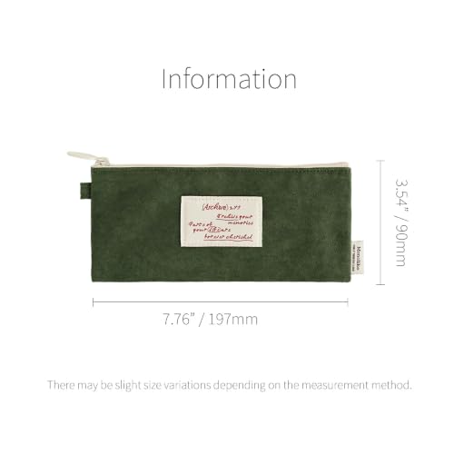 Image of Monolike Archive247 Faded Pencil Case, Green - Classic Muted Tone Desk Organizer, Vintage Minimalist Writing Instrument Pouch