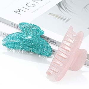 Reaky Acrylic Claw Clip Pink Hair Clips Cute Medium Hair Claws Hair Accessories for Women (navy+pink), 1 count (Pack of 2)