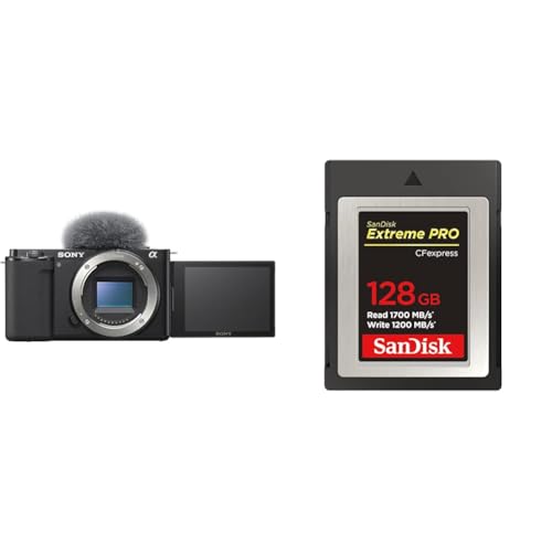 SONY(ソニー) Vlog用カメラ レンズ交換式VLOGCAM APS-C ミラーレス一眼カメラ ZV-E10 ボディ(レンズなし) ウィンドスクリーン付属 ブラック ZV-E10 B + 【 サンディスク 正規品 】 CFexpress Type B