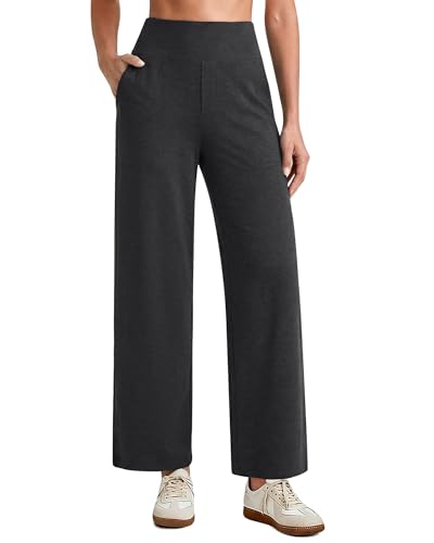 Image of G4Free EverGoing Wide Leg Ankle Pants for Petite Women with Pockets Stretch | Moisture Wicking, 4-Way Stretch, 7 /8 Ankle Length, Faux Fly Detail, Faux Back Pockets, Yoga To Casual Wear