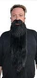 Long Faux Costume Beard and Mustache Set (Black)