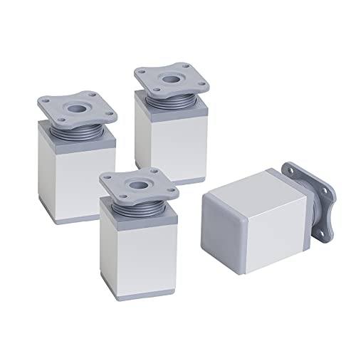 LouMaxx Adjustable Square Furniture Feet, Set of 4 40 x 40 x 60 mm in Aluminium/Silver with Mounting Plate