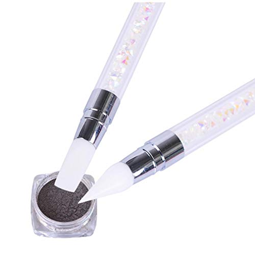 TOSSPER 1Pc Nail Art Pinsel Glitter Picker Pen Silikon Strass Powder Carve Griff Nagel UV Gel Doppel Köpfe DIY Maniküre-Werkzeug