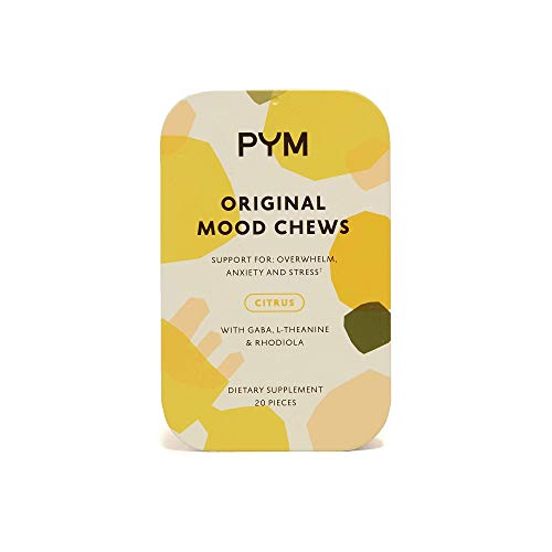 PYM Health Mood Chews, All Natural, Non-GMO, Gluten Free Chewable Supplement Provides Calm & Relief for Anxiety, Stress and Overwhelm, 20 Gummies per Container