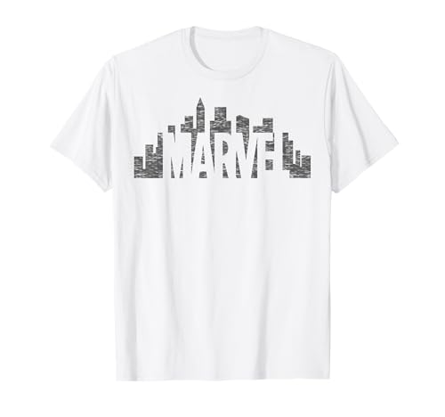 T-shirt Marvel City Skyline Logo Fade : le cadeau idéal pour anniversaire et Noël