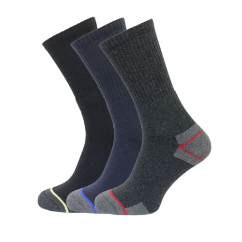 ShopMCR 3 Pairs Men’s Ultimate Work Socks Comfort Thick Heavy Duty Heel and Toe Protection Work Wear Steel Toe Boot Big Foot Socks (11-14)