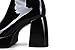 OAOKUSI Women's Black Gogo Boots Knee High Platform Chunky Heel Square Toe Patent Leather 70s Disco Costume Boots for Party Halloween Cosplay(US8)