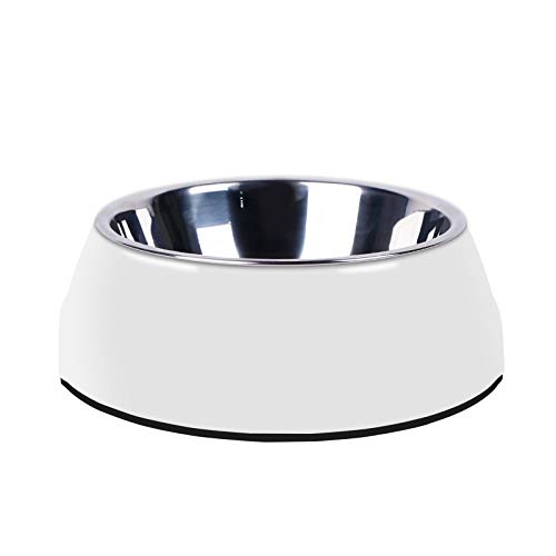 Manda Ocean Pet Bowls Stainless Steel Dog Cat Pet Bowl Universal Pet Water and Food Bowls 4 Sizes and 5 Colors Available (S, White)
