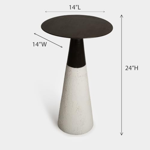 Image of Nova End Table Wooden Side Table for Living Room| Bedroom | Bedside Table | Nightstand | Sofa Side Table | Accent Table | Home Decor Furniture | White Textured Finish | Acacia Wood | 61cm