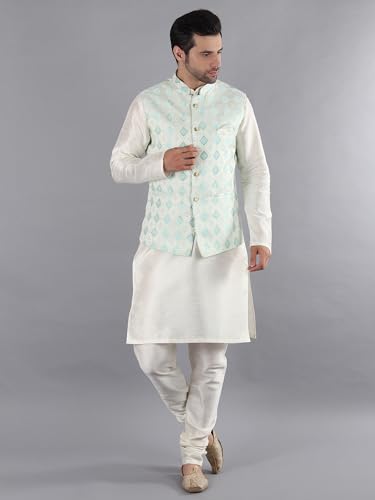 Image of Uri and MacKenzie Men's Silk Blend Kurta Pajama with Designer Ethnic Nehru Jacket /Modi Jacket