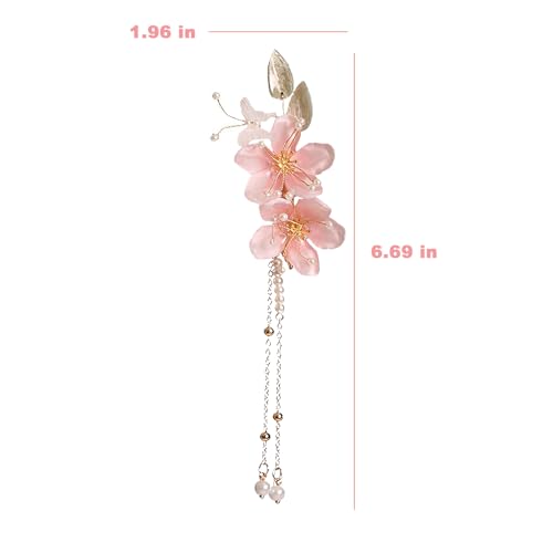 NIIIYTYB 2 piezas clips de cabello flor de loto rosa miniatura 2