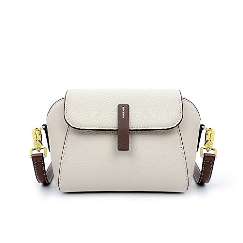ANNI RIEL Bolsa transversal pequena feminina de couro legítimo, bolsa de mão, moderna, casual, bolsa de ombro com bolso lateral, Branco