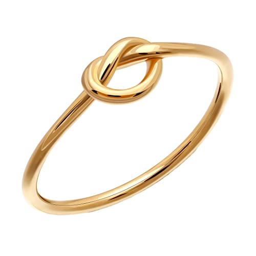 Aloha Jewelry Company 18K Gold Plated Sterling Silver Love Knot Pretzel Tie Ring Stackable Forever Promise Wedding Engagement Band, Nickel Free Hypoallergenic for Sensitive Skin