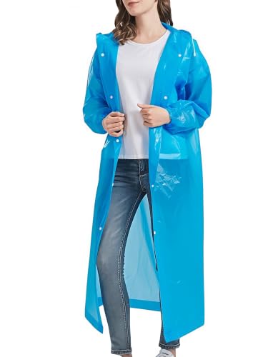 Image of Unisex Hooded Raincoat, Waterproof Long Rain Jacket, Multiple Colours, Reusable