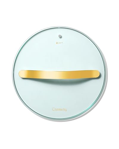Image of Glass 10.5 inch Glass Lid For Pots & Pans - Made With Tempered Glass - Sized to Fit Caraway Ceramic-Coated & Stainless Steel Cookware - Gold