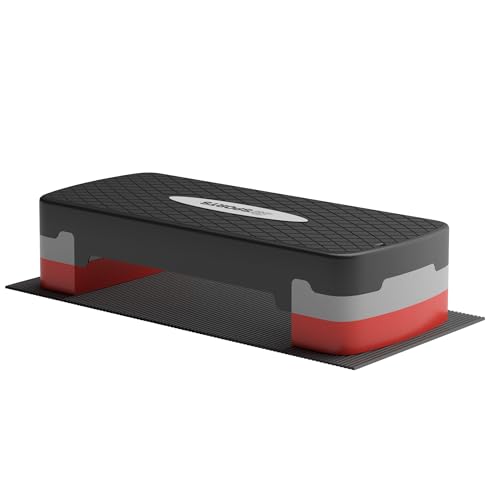 ScSPORTS® Stepper - Höhenverstellbar, 2 Stufen (10/15cm), mit Matte, Rutschfest, bis 120 kg, Schwarz - Aerobic Stepboard, Steppbrett für Zuhause, Fitness, Ganzkörpertraining