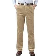 Kinghua Men's Corduroy Pants Casual Loose Fit Straight Leg Wide