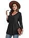 Blouses for Women Business Casual Early Fall Fashion 3/4 Length Sleeve Tops 2025 School Outfit Black V Neck Babydoll Tops Maternity Shirts Chic L