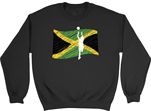 Shopagift Netball Jamaica Flag Kids Childrens Jumper Sweatshirt Black