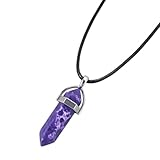 GATHINESS Colgante para Mental y Energía para Mujer de Hexagonal Púrpura con Cuerda de Cera, Collar de Accesorio Chic y Elegante