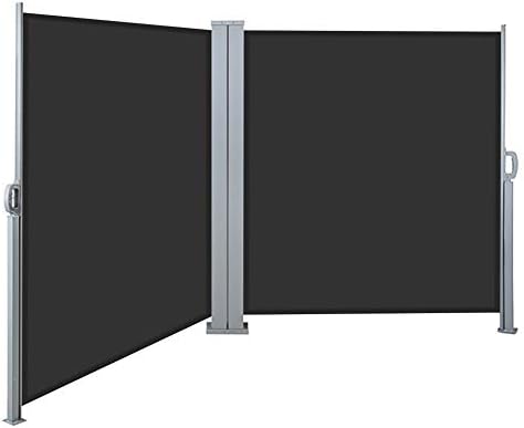 DKIEI Garden Side Awning Sunshade Screen Panel Retractable Privacy Divider Blind Wall Post Mounted for Patio Balcony Terrace Shelters Gazebos, Beige, 3X1M