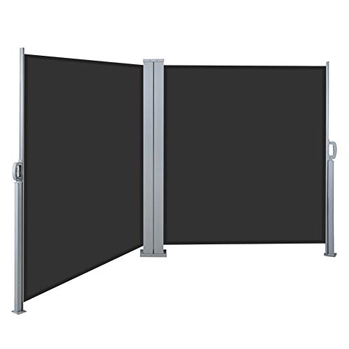 DKIEI Side Awning Retractable Garden Canopy Outdoor Privacy Screen Patio Windbreak UV-resistant & Privacy Protection for Patio Balcony Terrace Shelters Gazebos, Grey, 6X1.8M