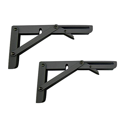 8 INCH Folding Shelf Brackets - Heavy Duty Metal Collapsible Shelf Bracket