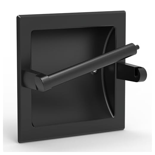 WZRUA Matte Black Recessed Toilet Paper Holder for Regular Rolls,Contemporary Hotel Style Pivoting Toilet Tissue Holder Wall Mount Made of Metal, in Wall Toilet Paper Holder
