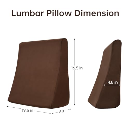 Image of Vekkia Lumbar Support Pillow for Recliner, Ergonomic Back Support for Couch - Improve Posture, Relieve Back Pain for Long Sitting & Elderly, for Armchair & Sofa, Removable Cover, Brown