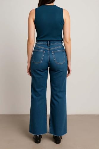 Image of KOTTY Women's Solid|Fit and Flared Fitting|Ankle Leg Style|High Rise|Stechable|Casual Jeans