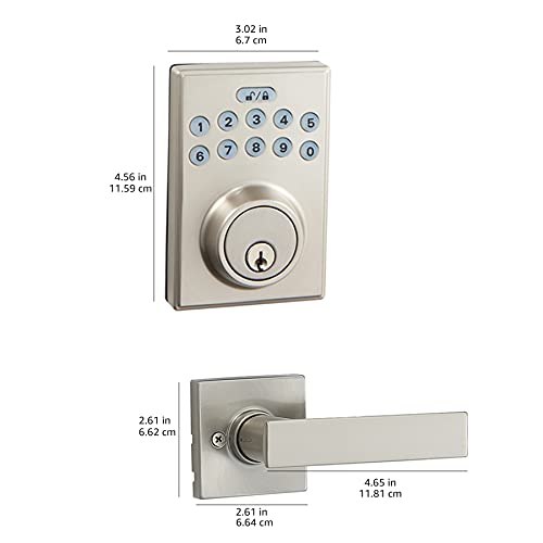 Amazon Basics Contemporary Electronic Keypad Deadbolt Door Lock with Passage Lever Satin