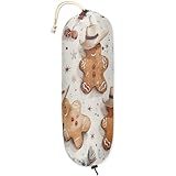 Christmas Cap Candyman Plastic Bag Holder Hanging Plastic Bag Organizer Reusable Grocery Bag Holder Washable Large Grocery Bag Storage Trash Bag Dispenser for Home Kitchen Travelling Decor